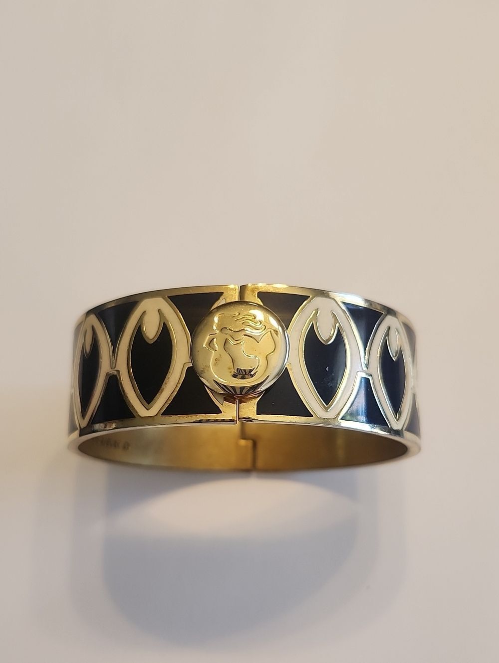 Spartina 449 Hinged Gold-Tone Enamel Hinged Bracelet with Logo Accent